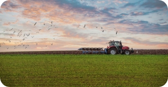 Bild eines Traktors auf dem Feld
